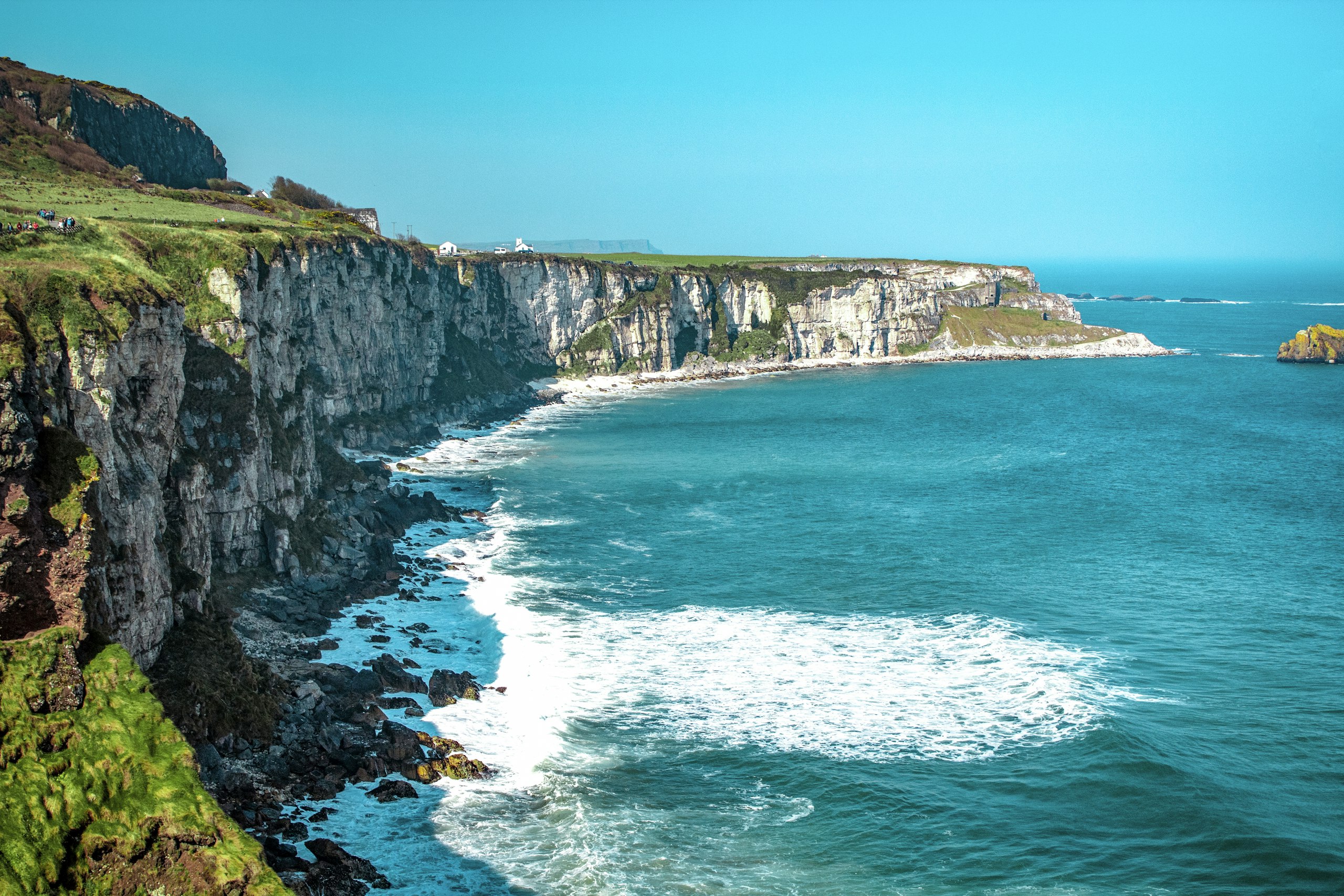 Pale limestone cliffs beside the sea